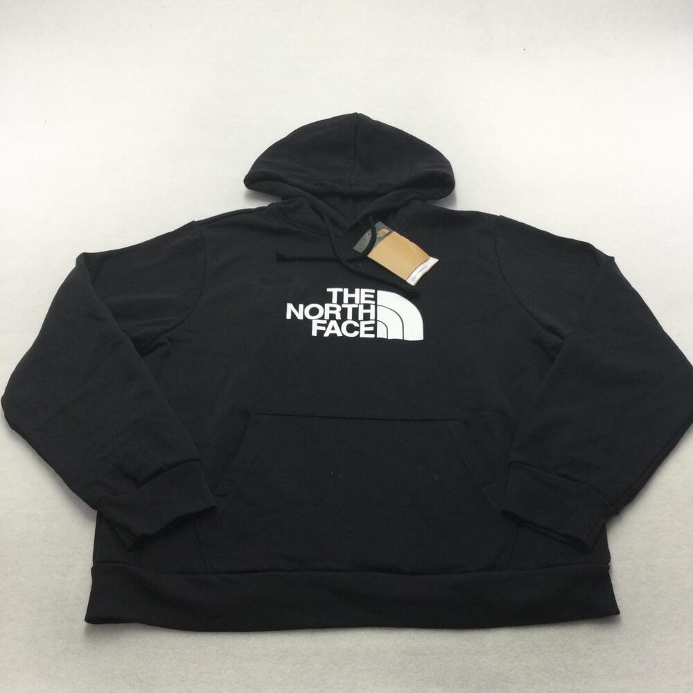 The North Face Hoodie Womens Large Black Fleece Pullover Half Dome Logo Outdoor